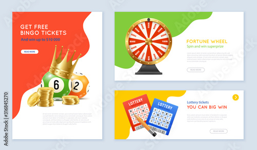 Realistic Lottery Banners Set