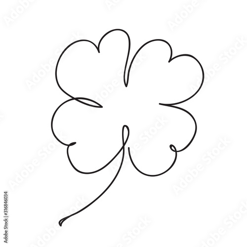 Saint patrick clover leaf, Continuous line art vector illustration