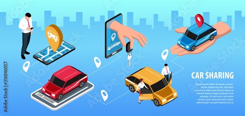 Car Sharing Horizontal Infographics