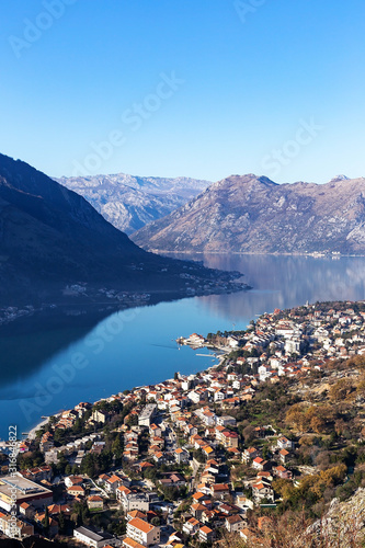 Top view of Kotor Bay, Montenegro