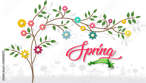 Spring cleaning vector illustration. Spring cleaning background.