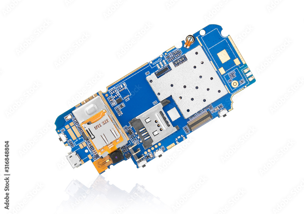 Electronics mobile phone board isolated on white background Electronics mobile phone board isolated on white background