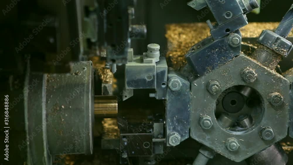 process of machining brass on an automatic lathe
