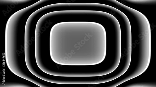 Abstract CGI motion background with expanding/collapsing black white concentric shapes (full HD 1920x1080 30fps).