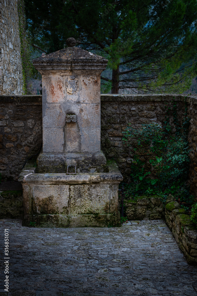 fountain in provence , Menerbe,south of France.