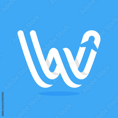 W letter with plane and airline inside.
