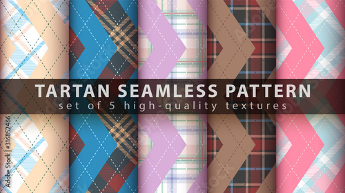 Set classic tartan seamless pattern.