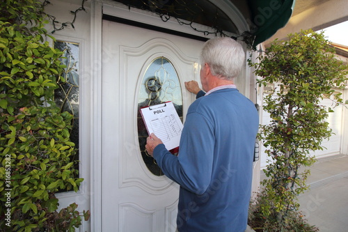 Man taking poll, door to door
