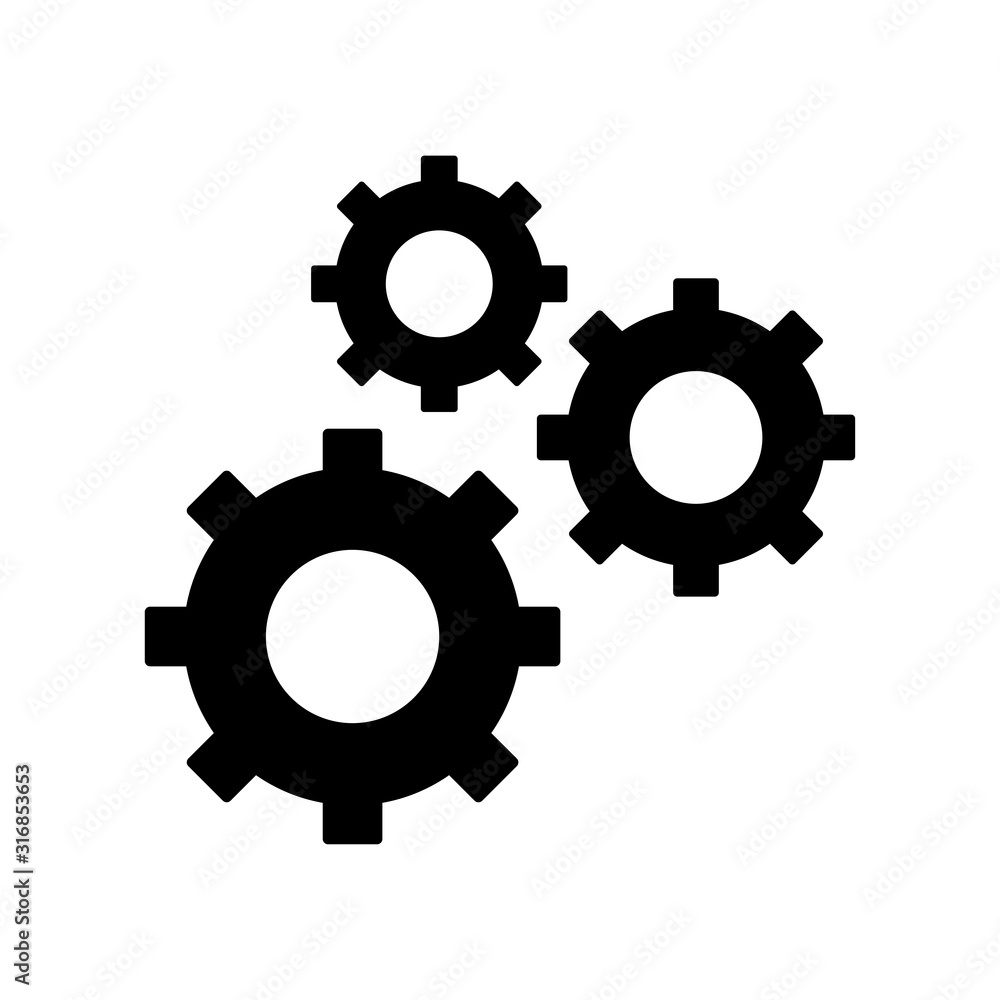 Gears icon flat vector black design Gears icon flat vector black design
