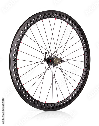 Bicycle wheel rim on white background