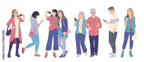 Men and Women Using Smartphones