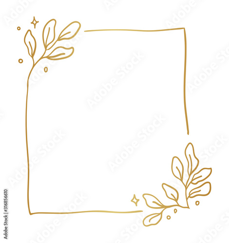 Vector hand drawn floral frame. Cute decorative flowers element for invitations  labels  posters.