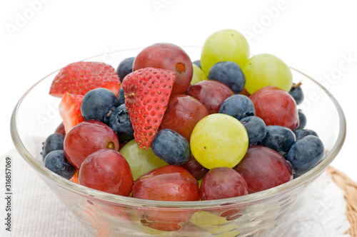 glass bowl of mixed fruit