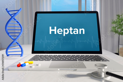 Heptan – Medizin/Gesundheit. Computer im Büro mit Begriff auf dem Bildschirm. Arzt/Gesundheitswesen photo