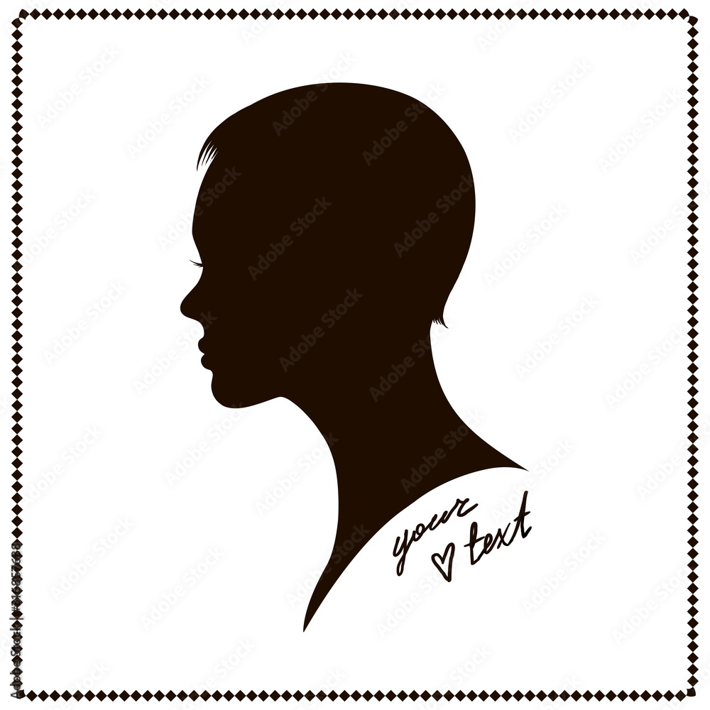 beautiful short-haired woman silhouette