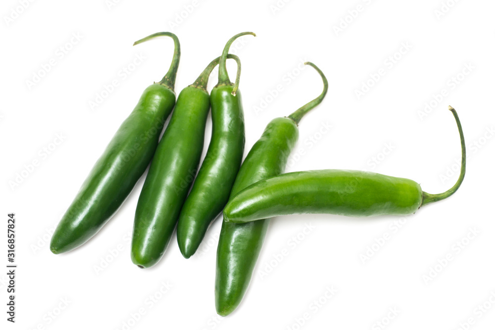 Serrano Chili Peppers Isolated on White Serrano Chili Peppers Isolated on White