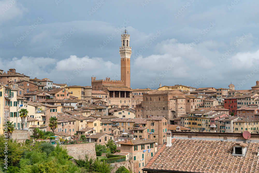 View of the historical part of the city of Siena in Tuscany - Italy