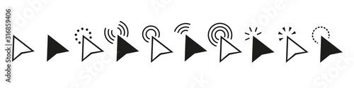 Pointers mouse cursors vector computer clicking icons. White cursor pointer icon. Vector arrow set of icons.