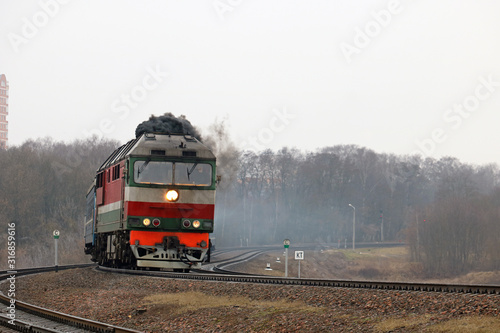 passenger locomotive in the city