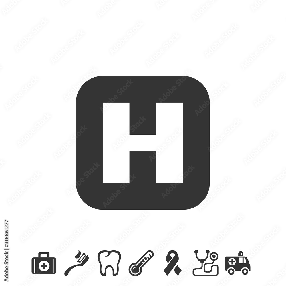 hospital H icon vector illustration for website and graphic design hospital H icon vector illustration for website and graphic design
