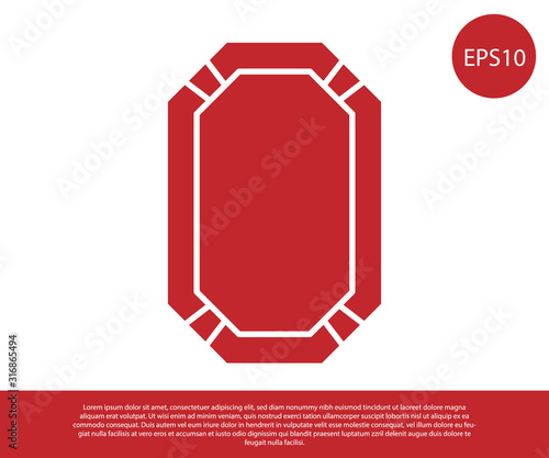Red Poker table icon isolated on white background.  Vector Illustration