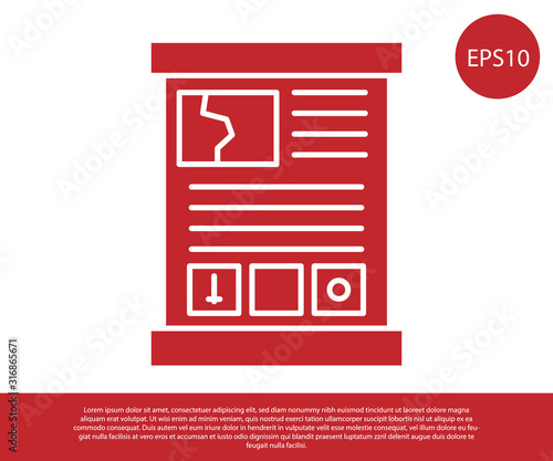 Red Game guide icon isolated on white background. User manual, instruction, guidebook, handbook.  Vector Illustration