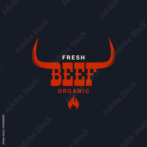 Beef bull logo. Steak grilled and bbq meats logo