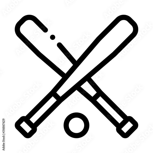 Crossed Bits Ball Icon Vector. Outline Crossed Bits Ball Sign. Isolated Contour Symbol Illustration
