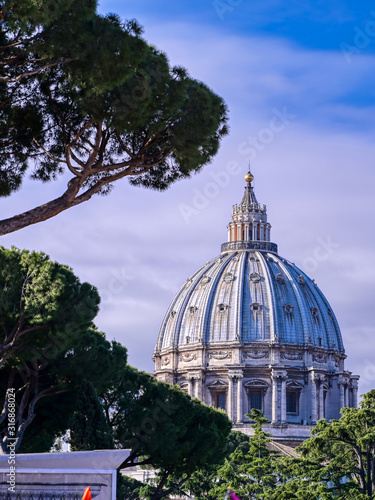 Vatican City - May 31, 2019 - St. Peter's Basilica and St. Peter's Square located in Vatican City near Rome, Italy.