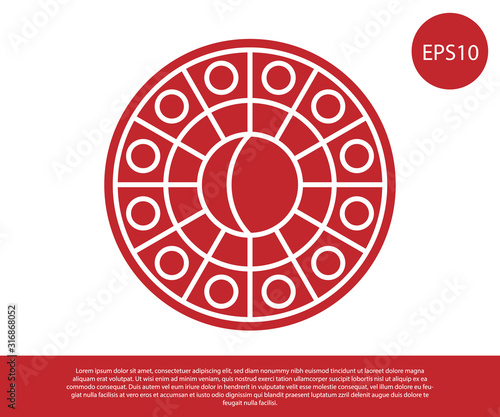 Red Astrology horoscope circle with zodiac icon isolated on white background. Vector Illustration