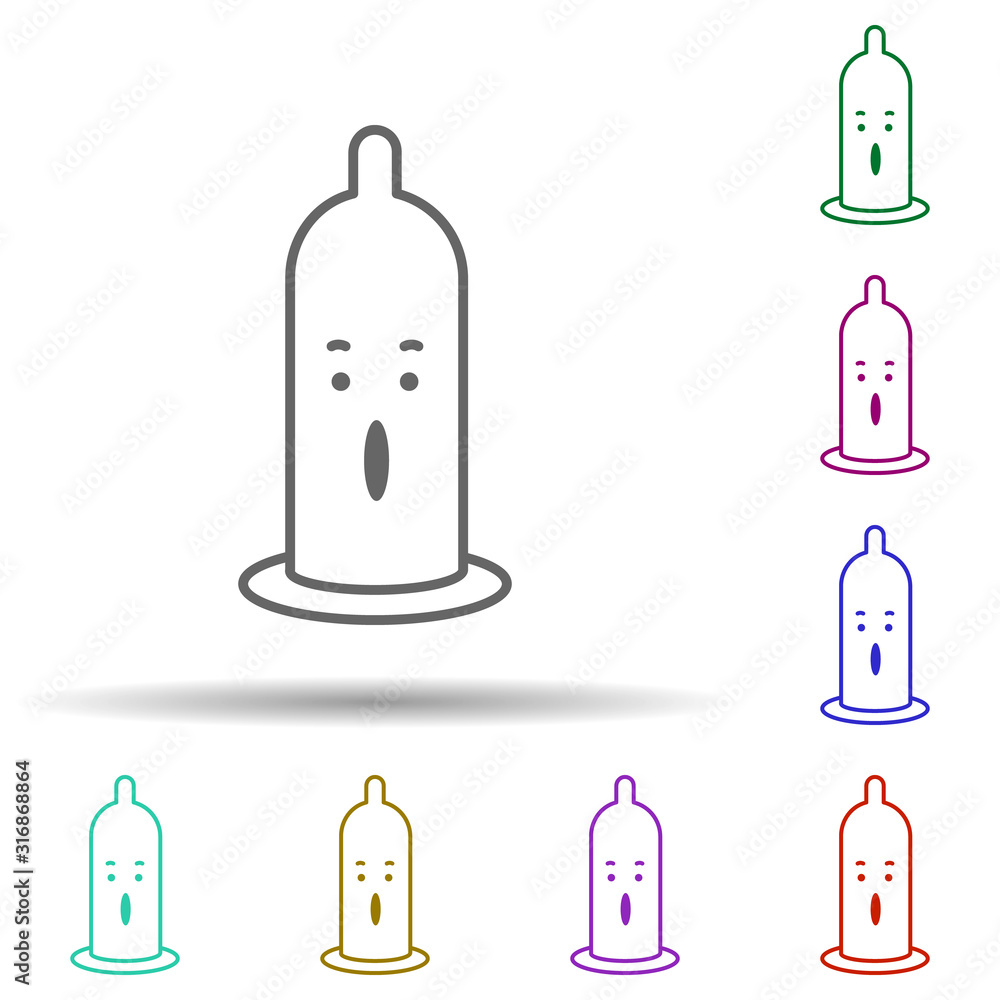 Broken condom, surprising in multi color style icon. Simple thin line, outline vector of nasty icons for ui and ux, website or mobile application Broken condom, surprising in multi color style icon. Simple thin line, outline vector of nasty icons for ui and ux, website or mobile application
