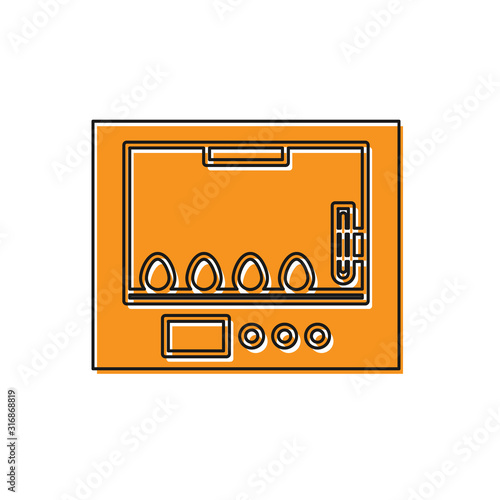 Orange Incubator for eggs icon isolated on white background. Vector Illustration