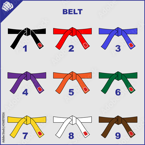 Colored belts for martial arts kimono set, dogi karate,bjj, judo, taekwondo, hapkido, karate.