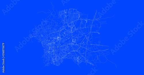 Blueprint of Clermont-Ferrand city, One Color Map, color change, Artprint photo