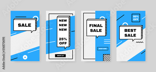 Set of trendy sale banner template design for social media post. Advertising post or story. Vector illustration