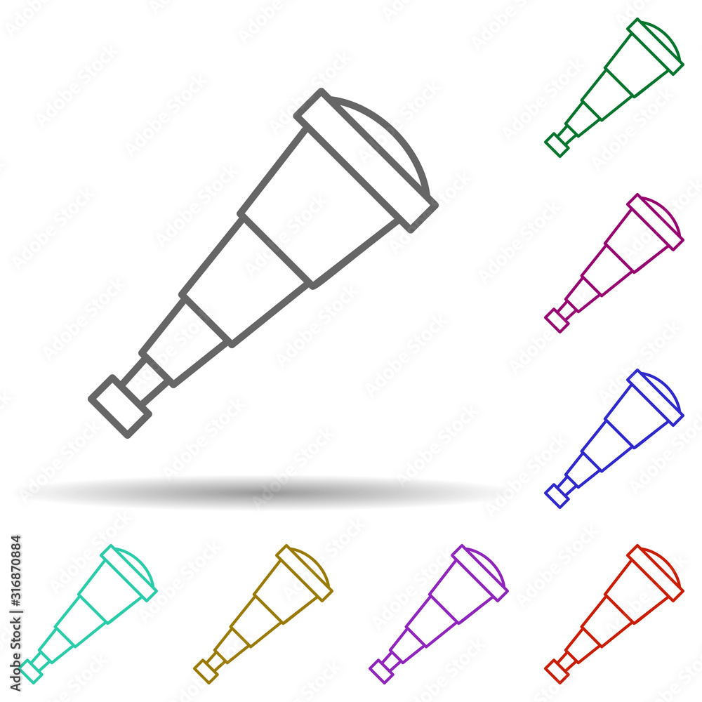 Spyglass, pirate in multi color style icon. Simple thin line, outline vector of pirate icons for ui and ux, website or mobile application Spyglass, pirate in multi color style icon. Simple thin line, outline vector of pirate icons for ui and ux, website or mobile application