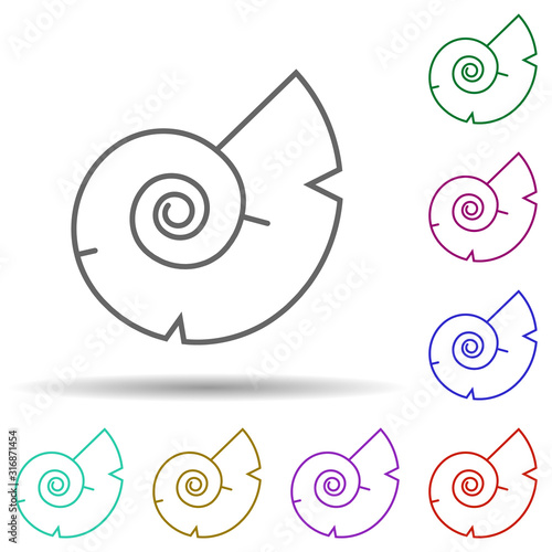 Prehistoric nautilus in multi color style icon. Simple thin line, outline vector of prehistoric icons for ui and ux, website or mobile application