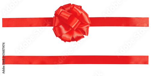 Red bow and ribbon isolated on white background