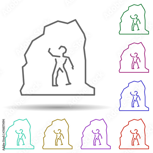 Prehistoric cave painting in multi color style icon. Simple thin line, outline vector of prehistoric icons for ui and ux, website or mobile application