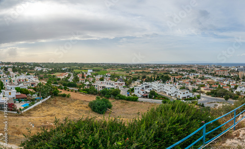 View of the city of Protaras from the top of the mountain, on which the Church of the Prophet Elijah is located.