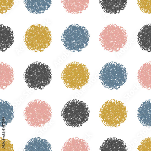 Polka dot doodle geometric vector seamless pattern.