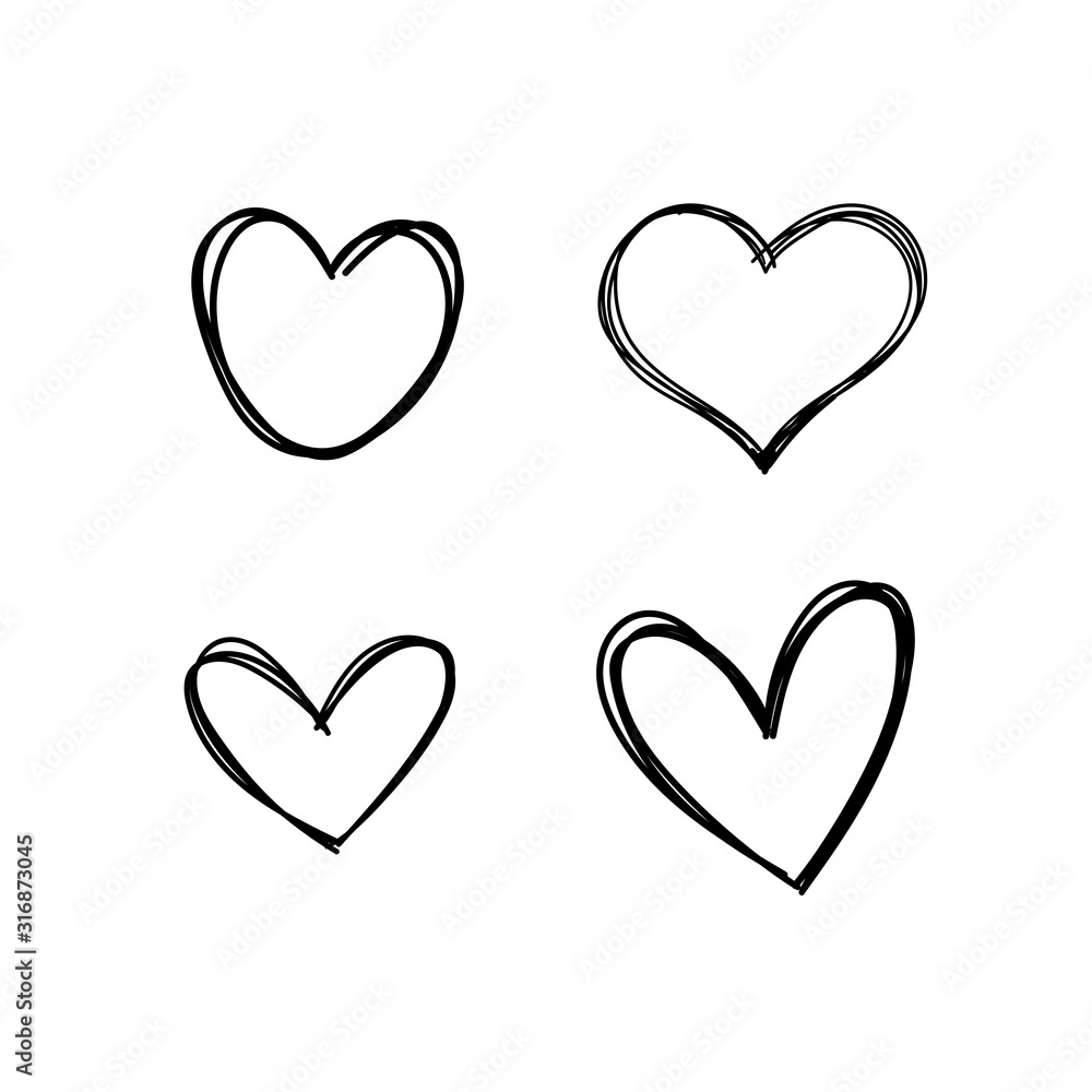 Doodle hearts collection, set of hand drawn heart illustrations. Doodle hearts collection, set of hand drawn heart illustrations.