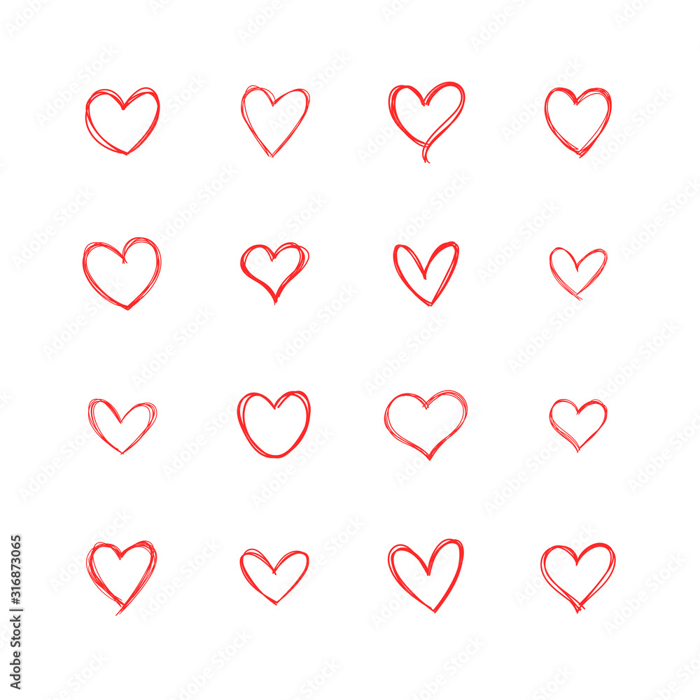 Doodle hearts collection, set of hand drawn heart illustrations. Doodle hearts collection, set of hand drawn heart illustrations.
