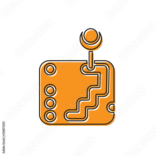 Orange Gear shifter icon isolated on white background. Transmission icon. Vector Illustration