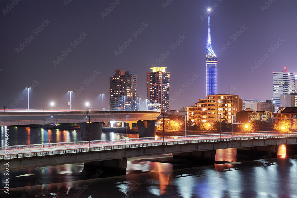 Fototapeta premium Bridges of a night city