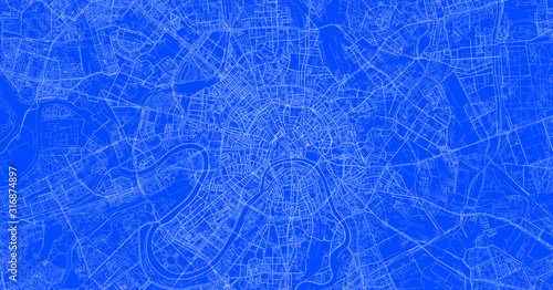 Blueprint of Moscou downtown, One Color Map, color change, Artprint