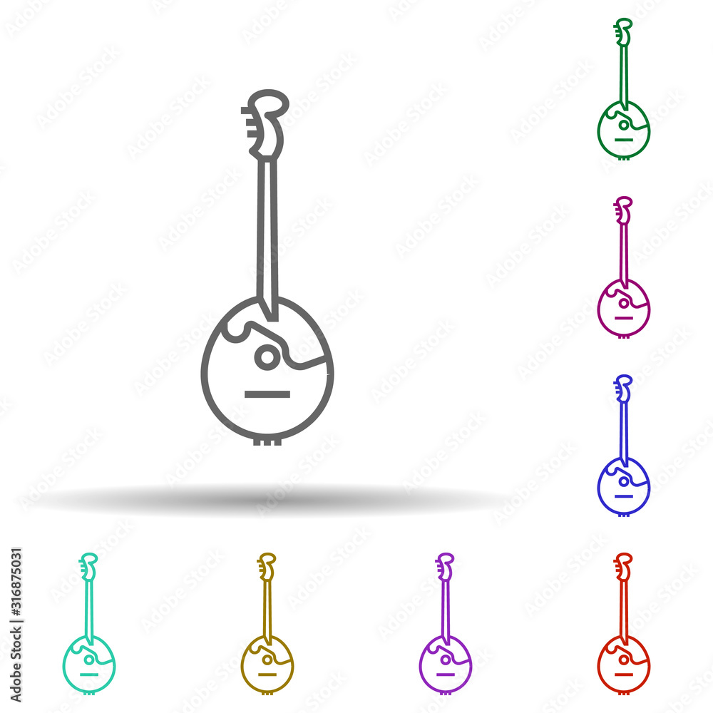 Russian, culture, domra in multi color style icon. Simple thin line, outline vector of russia icons for ui and ux, website or mobile application Russian, culture, domra in multi color style icon. Simple thin line, outline vector of russia icons for ui and ux, website or mobile application