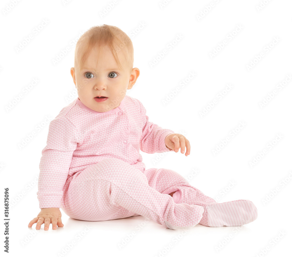 Portrait of cute baby on white background Portrait of cute baby on white background
