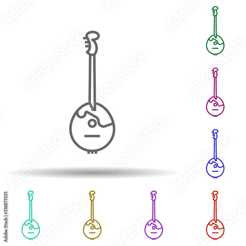 Russian, culture, domra in multi color style icon. Simple thin line, outline vector of russia icons for ui and ux, website or mobile application