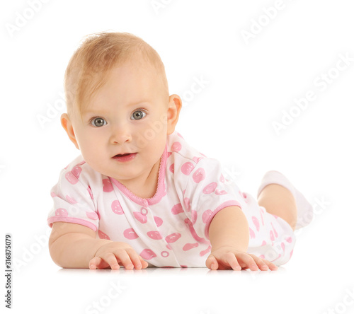 Portrait of cute baby on wh...